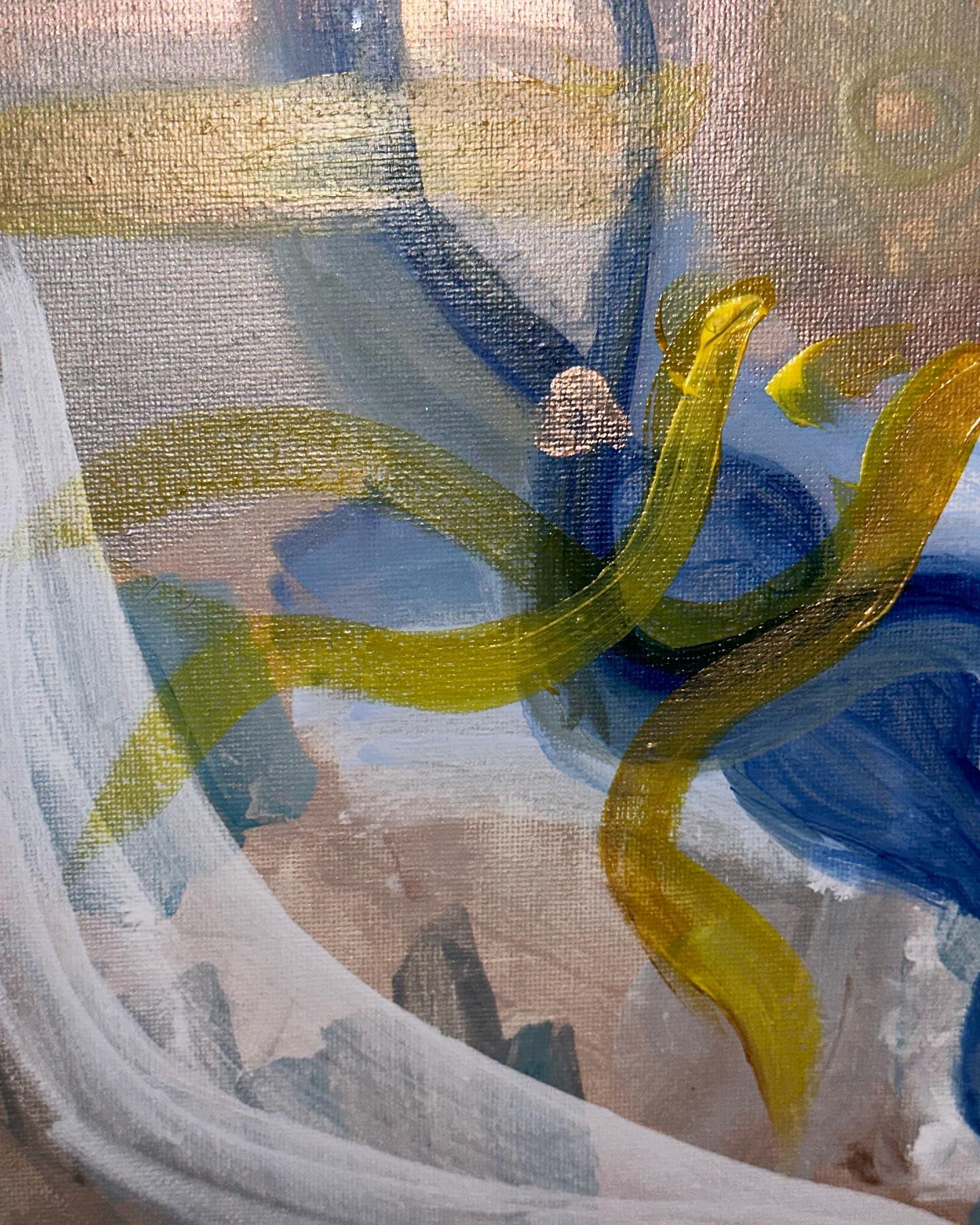 Detail of blue and yellow painting