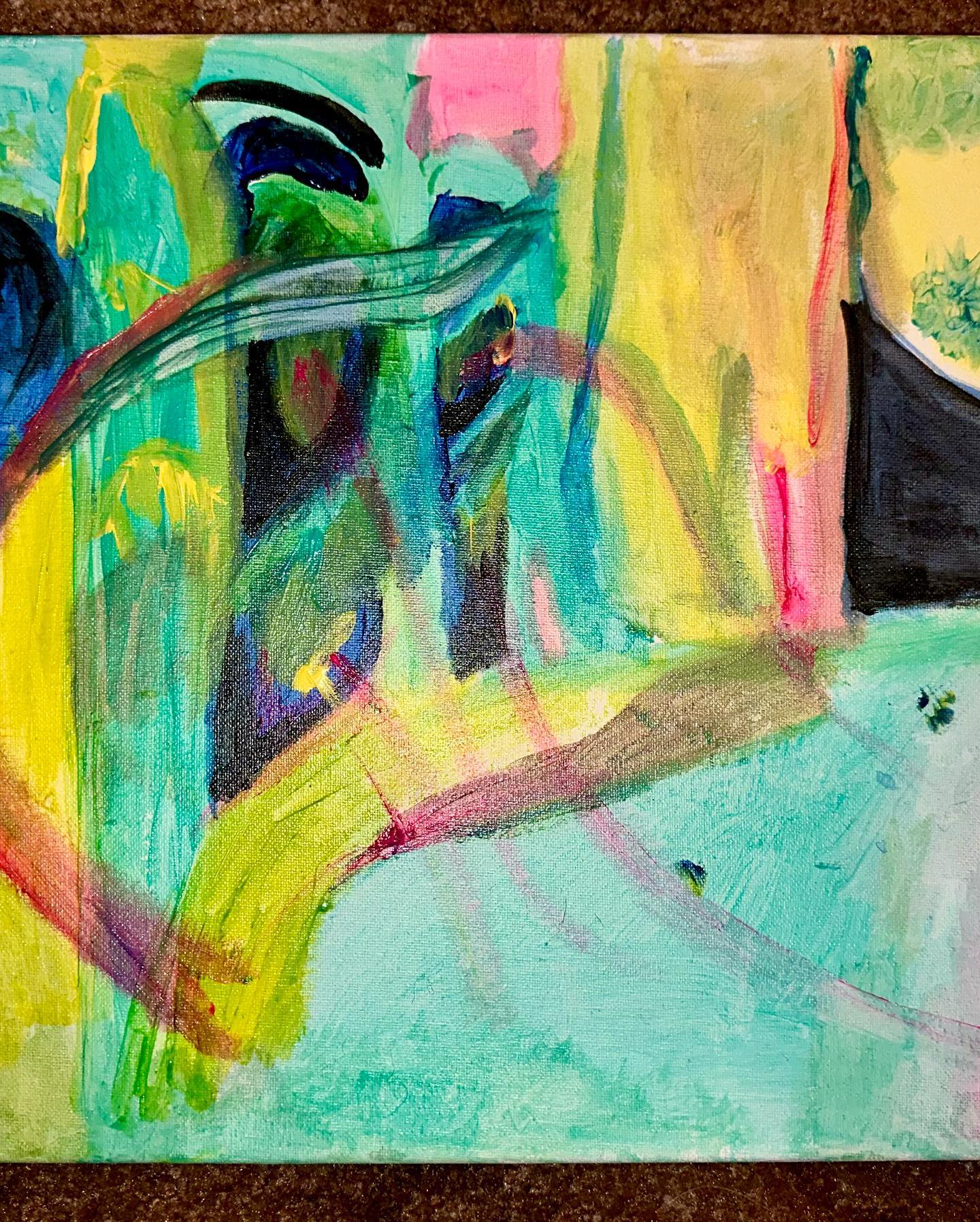 Green abstract canvas painting