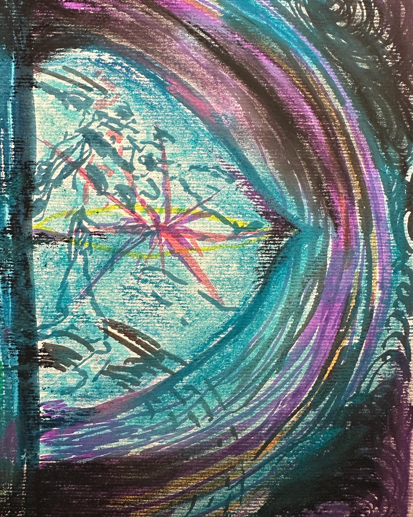 Teal swirl abstract painting