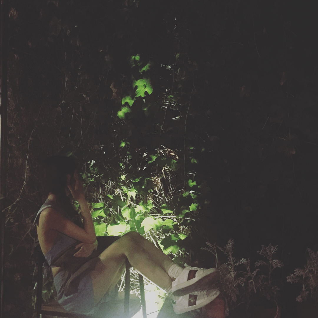 Contemplation in night greenery